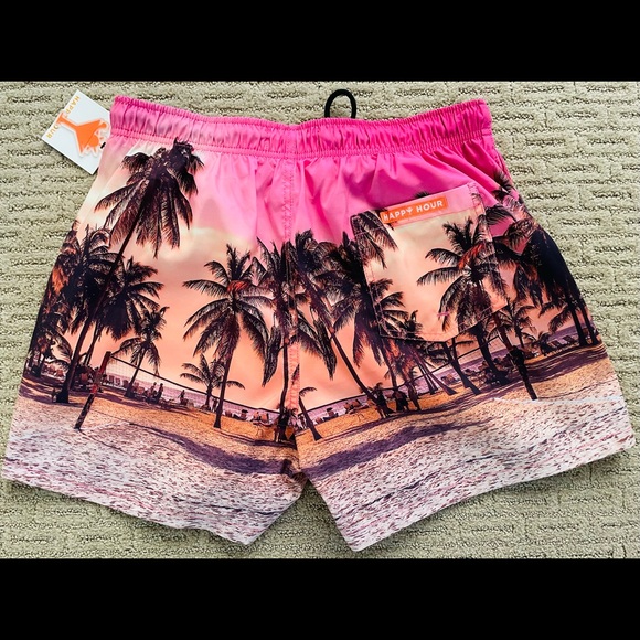 HAPPY HOUR New-With-Tags MAGIC SUNSET Hawaiian BEACH Print SWIM TRUNKS XL - Picture 7 of 11